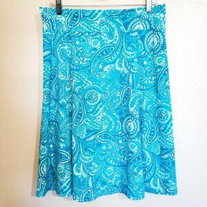 Melika Aqua Teal Paisley Midi Skirt Activewear